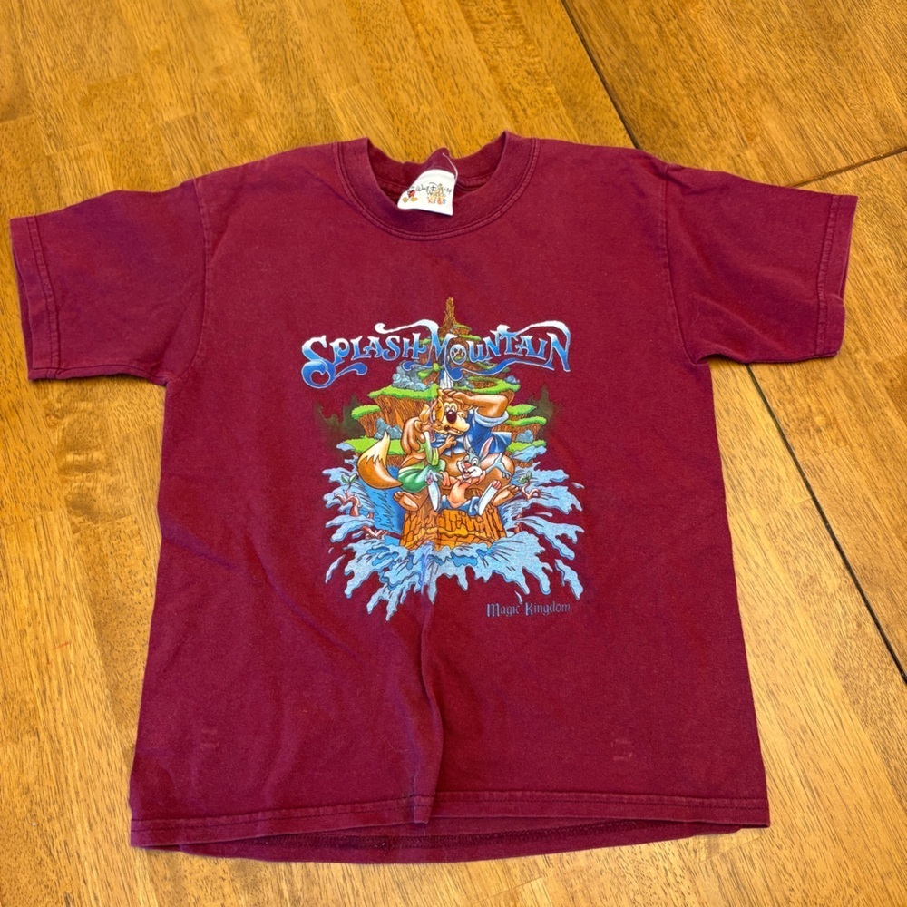 90s Disney Splash Mountain Big Graphic Walt Disney World Kids Size M Maroon
